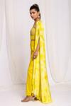 Ellemora fashions_Yellow Natural Crepe Tie Dye Cloud Pattern Blouse Sweetheart Shrug And Pant Set _at_Aza_Fashions