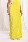 Buy_Ellemora fashions_Yellow Natural Crepe Tie Dye Circle Closed Patch Pre-draped Saree With Blouse _Online_at_Aza_Fashions