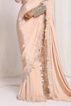 Buy_Ellemora fashions_Gold Natural Crepe Embroidered Cutdana V Bordered Pre-draped Saree With Blouse _Online_at_Aza_Fashions