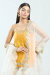 Buy Priti Sahni Yellow Silk, Net, Georgette Mirrors, Pearls, Sequins, Hand Kurta Sharara Set Buy_Priti Sahni_Yellow Silk, Net, Georgette Mirrors, Pearls, Sequins, Hand Kurta Sharara Set