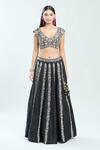 Priti Sahni Black Silk, Net Mirrors, Cut Work, Embroidery Plunge Floral Hand Lehenga Set Online at Aza Fashions Priti Sahni_Black Silk, Net Mirrors, Cut Work, Embroidery Plunge Floral Hand Lehenga Set _Online_at_Aza_Fashions