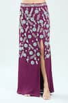 Priti Sahni_Purple Double Georgette Embroidered Floral Round Blouse And Slit Skirt Set _Online_at_Aza_Fashions