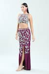 Buy_Priti Sahni_Purple Double Georgette Embroidered Floral Round Blouse And Slit Skirt Set _Online_at_Aza_Fashions