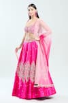 Buy_Priti Sahni_Pink Raw Silk Embroidered Mirror Sweetheart Lehenga Set _at_Aza_Fashions