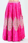 Shop_Priti Sahni_Pink Raw Silk Embroidered Mirror Sweetheart Lehenga Set _Online_at_Aza_Fashions