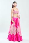 Priti Sahni_Pink Raw Silk Embroidered Mirror Sweetheart Lehenga Set _at_Aza_Fashions