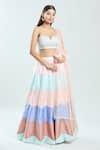 Buy_Priti Sahni_Multi Color Raw Silk Embroidered Sequin Sweetheart And Cutdana Lehenga Set _at_Aza_Fashions