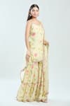 Buy_Priti Sahni_Yellow Georgette Printed Floral Scoop Kurta Sharara Set _Online_at_Aza_Fashions