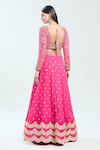 Shop_Priti Sahni_Pink Georgette Embroidered Sequin Plunging V Floral Lehenga Set _at_Aza_Fashions