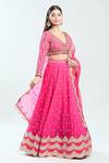 Buy_Priti Sahni_Pink Georgette Embroidered Sequin Plunging V Floral Lehenga Set _Online_at_Aza_Fashions