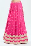 Priti Sahni_Pink Georgette Embroidered Sequin Plunging V Floral Lehenga Set _at_Aza_Fashions