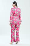 Shop_Priti Sahni_Fuchsia Satin Silk Printed Floral Lapel Collar Blazer And Pant Set _at_Aza_Fashions