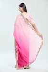 Shop_Priti Sahni_Pink Georgette Embroidered Sequin V Neck Pre-draped Saree With Blouse _at_Aza_Fashions