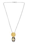 Shop_Sangeeta Boochra_Gold Plated Adela Fleur Pendant Chain Necklace _at_Aza_Fashions