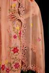 Shop_Chandrima_Peach Silk Organza Embroidery Floral Thread And Cutwork Dupatta _at_Aza_Fashions