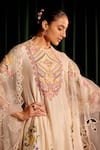 Chandrima_Ivory Silk Organza Embroidery Floral Heavy Flower Cutwork Dupatta _Online_at_Aza_Fashions