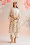 Buy_Chandrima_Ivory Chanderi Embroidery Floral Cutwork Tulip Pant _at_Aza_Fashions