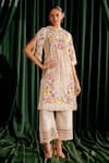 Buy_Chandrima_Ivory Chanderi Embroidery Floral Round Cutwork Kurta With Pant _at_Aza_Fashions