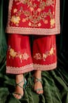 Buy_Chandrima_Red Chanderi Embroidery Floral Round Kurta With Pant _Online_at_Aza_Fashions