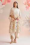 Chandrima_Ivory Silk Organza Embroidery Floral Round Cutwork Kaftan _Online_at_Aza_Fashions