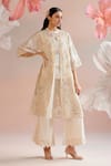 Buy_Chandrima_Ivory Silk Organza Embroidery Paisley Round Jacket _at_Aza_Fashions