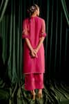 Shop_Chandrima_Pink Chanderi Embroidery Floral Round 3d Kurta With Pant _at_Aza_Fashions