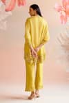 Shop_Chandrima_Yellow Tunic Silk Organza Embroidery Floral Round Kimono With Pant _at_Aza_Fashions