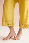 Chandrima_Yellow Tunic Silk Organza Embroidery Floral Round Kimono With Pant _Online_at_Aza_Fashions