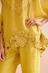 Buy_Chandrima_Yellow Tunic Silk Organza Embroidery Floral Round Kimono With Pant _Online_at_Aza_Fashions