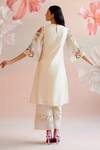 Shop_Chandrima_Ivory Chanderi Embroidery Floral Round A-line Kurta With Pant _at_Aza_Fashions