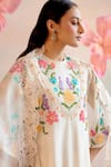 Buy_Chandrima_Ivory Chanderi Embroidery Floral Round A-line Kurta With Pant 