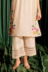 Chandrima_Ivory Chanderi Embroidery Floral Round 3d Applique Yoke Kurta With Pant _Online_at_Aza_Fashions