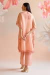 Shop_Chandrima_Peach Silk Organza Embroidery Floral Round Beads Kaftan _at_Aza_Fashions