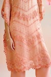 Chandrima_Peach Silk Organza Embroidery Floral Round Beads Kaftan _Online_at_Aza_Fashions