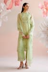 Buy_Chandrima_Green Chanderi Embroidery Floral Round Cutwork Kurta With Pant _at_Aza_Fashions