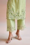 Chandrima_Green Chanderi Embroidery Floral Round Cutwork Kurta With Pant _Online_at_Aza_Fashions