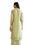 Buy_Chandrima_Green Chanderi Embroidery Floral Round Cutwork Kurta With Pant _Online_at_Aza_Fashions