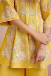 Shop_Chandrima_Yellow Kurta Chanderi Embroidery Paisley V-neck Short With Sharara _Online_at_Aza_Fashions