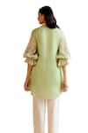 Shop_Chandrima_Green Tunic Silk Organza Embroidery Paisley V-neck High Low Kurta With Pant 