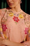 Shop_Chandrima_Peach Chanderi Embroidery Floral Round Beads Kurta With Pant _Online_at_Aza_Fashions