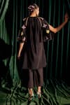 Shop_Chandrima_Black Chanderi Embroidery Floral Round Gathered Kurta With Pant _at_Aza_Fashions