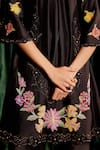 Shop_Chandrima_Black Chanderi Embroidery Floral Round Gathered Kurta With Pant _Online_at_Aza_Fashions