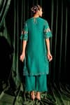 Shop_Chandrima_Green Chanderi Embroidery Floral Round Applique Kurta With Pant _at_Aza_Fashions