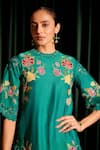 Shop_Chandrima_Green Chanderi Embroidery Floral Round Applique Kurta With Pant _Online_at_Aza_Fashions