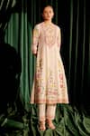 Buy_Chandrima_Ivory Chanderi Embroidery Floral Round Cord Flared Kurta With Pant _at_Aza_Fashions