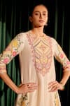 Buy_Chandrima_Ivory Chanderi Embroidery Floral Round Cord Flared Kurta With Pant _Online_at_Aza_Fashions