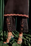 Chandrima_Black Kurta Silk Organza Embroidery Floral Round Applique Kimono With Pant _Online_at_Aza_Fashions