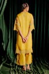 Shop_Chandrima_Yellow Kurta Silk Organza Embroidery Floral Round Bead With Pant _at_Aza_Fashions