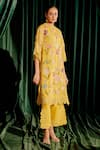 Shop_Chandrima_Yellow Kurta Silk Organza Embroidery Floral Round Bead With Pant _Online_at_Aza_Fashions