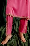 Buy_Chandrima_Pink Kaftan Silk Satin Embroidery Floral Round Bead With Pant _Online_at_Aza_Fashions